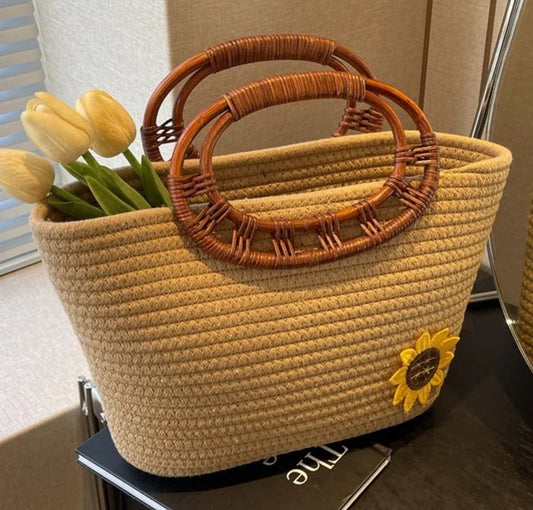 Pastoral style lazy and loose woven bag