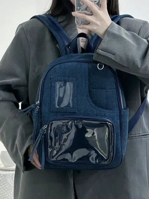 2024 summer new product versatile shoulder tote bag large capacity transparent frame bag simple retro college animation