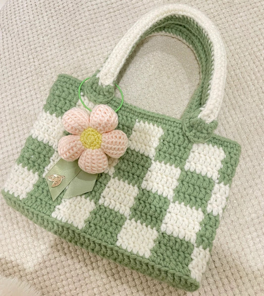Pea Green Plaid Tote